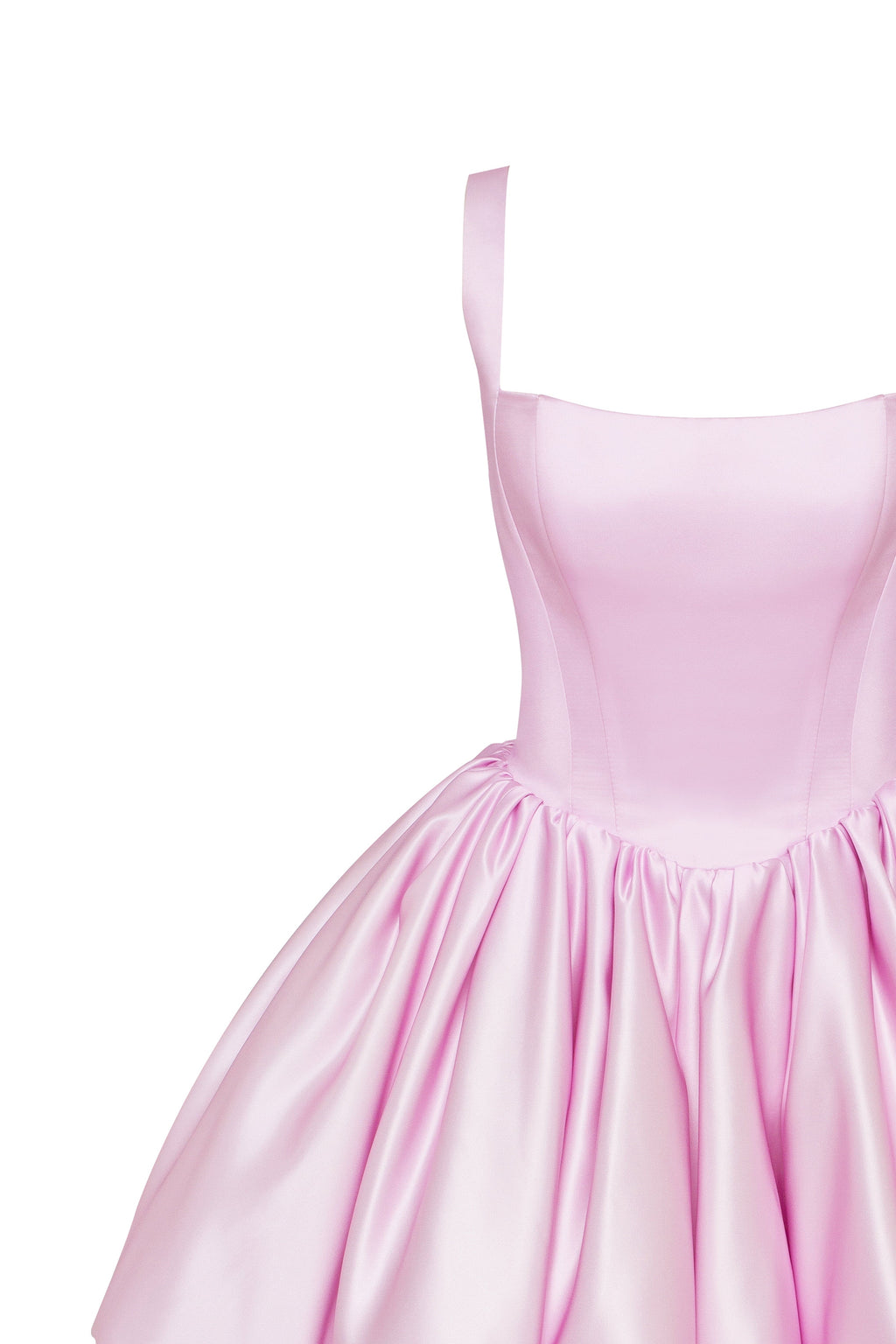 Satin Bubble Skirt Pink Mini Dress