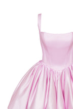 Satin Bubble Skirt Pink Mini Dress