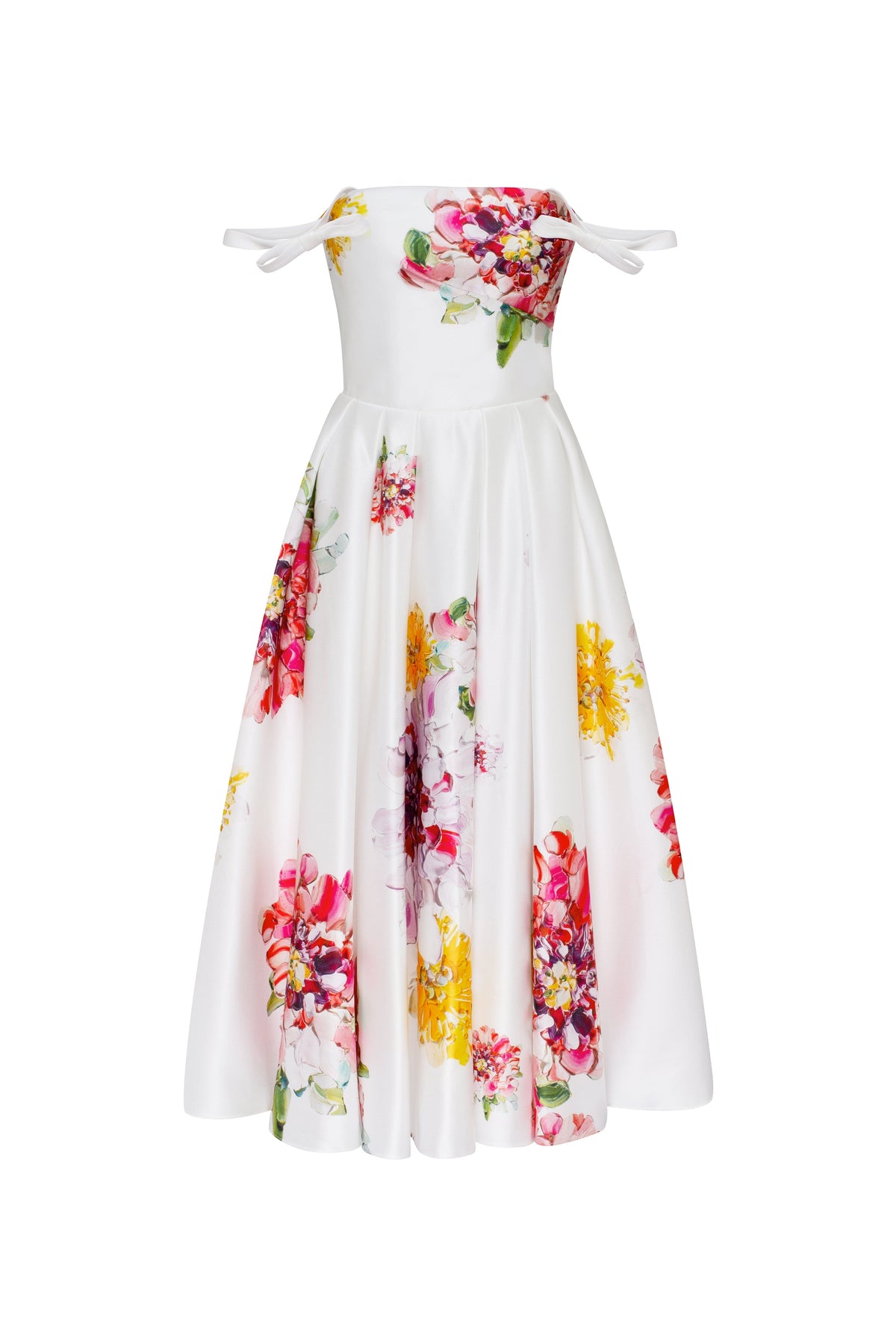 Straight-Neck Fitted-Pocket Satin Dress