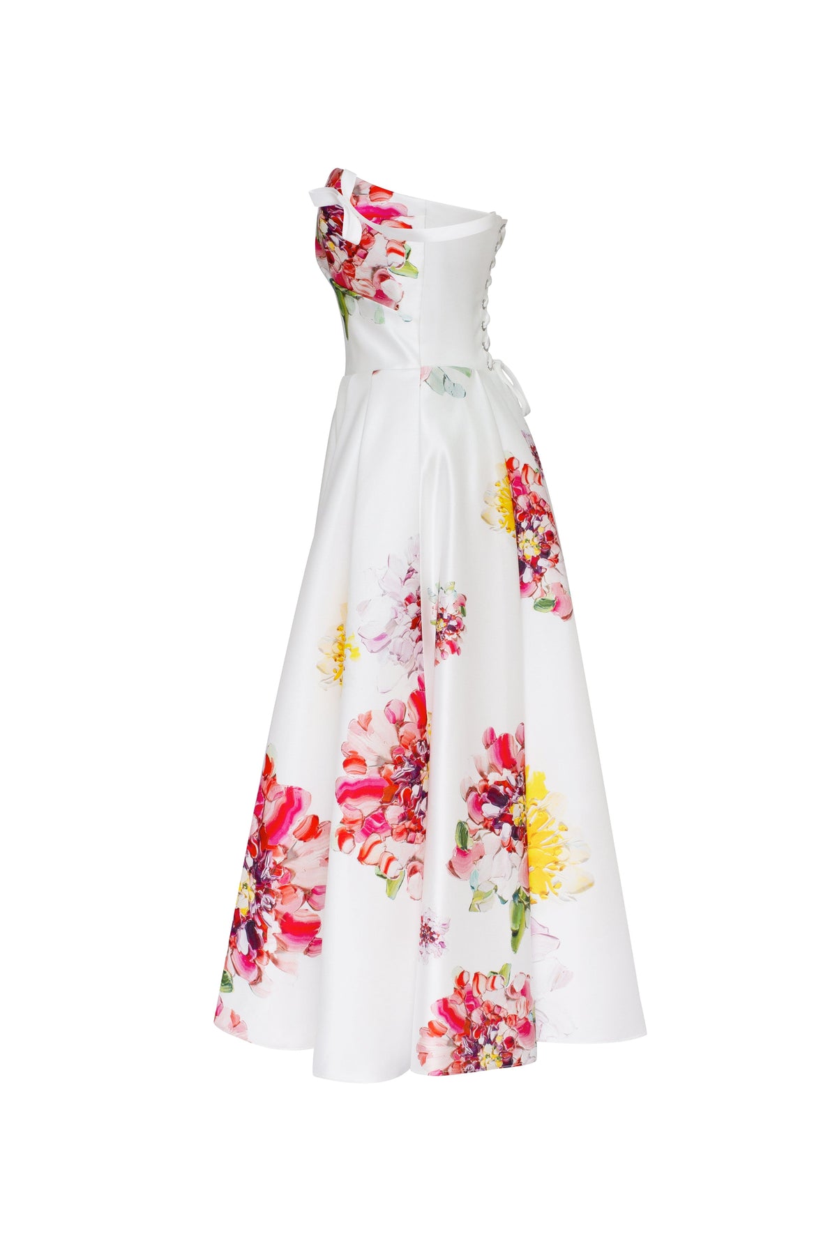 Straight-Neck Fitted-Pocket Satin Dress