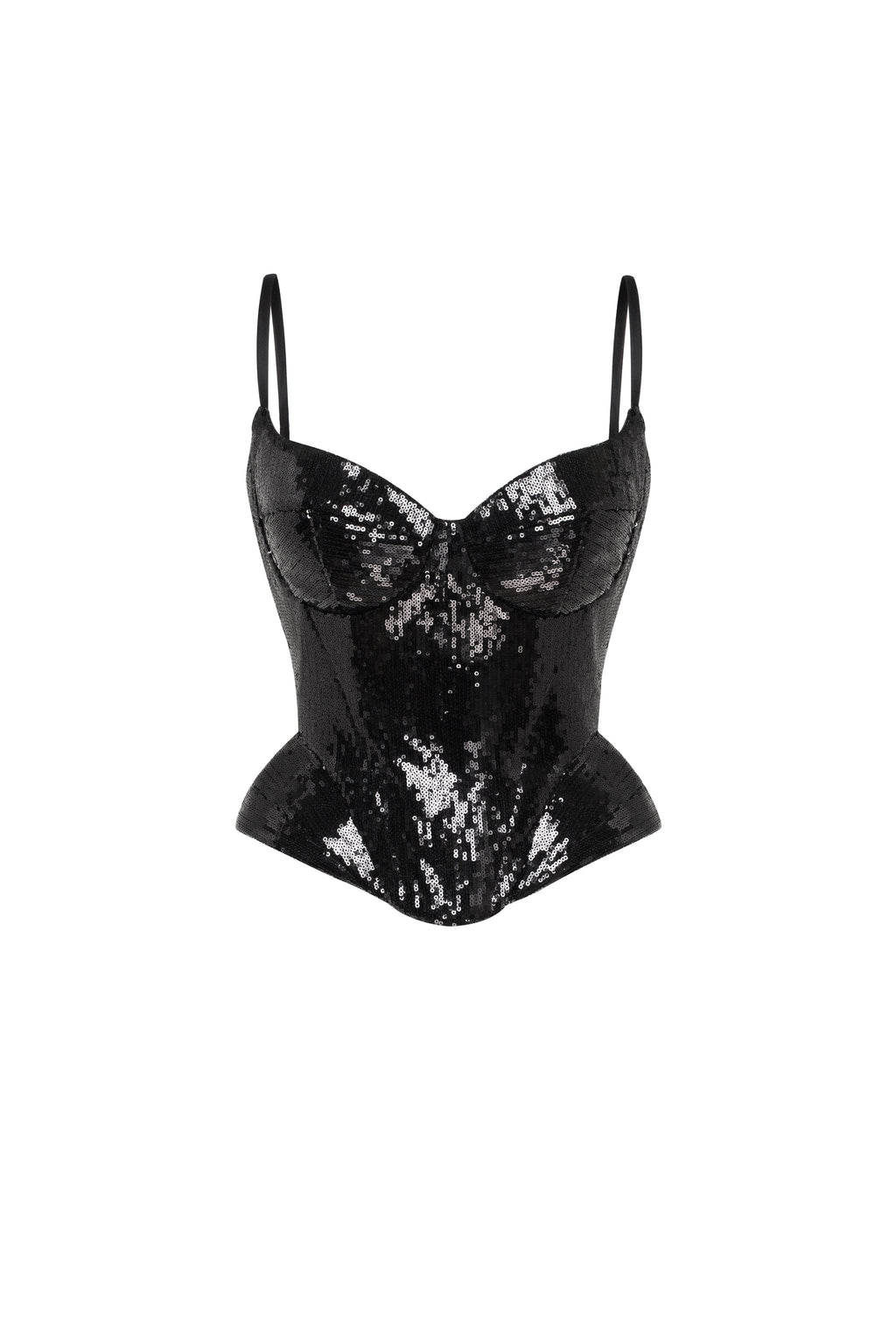 Sweetheart Spaghetti Strap Sequin Black Corset