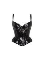 Sweetheart Spaghetti Strap Sequin Black Corset