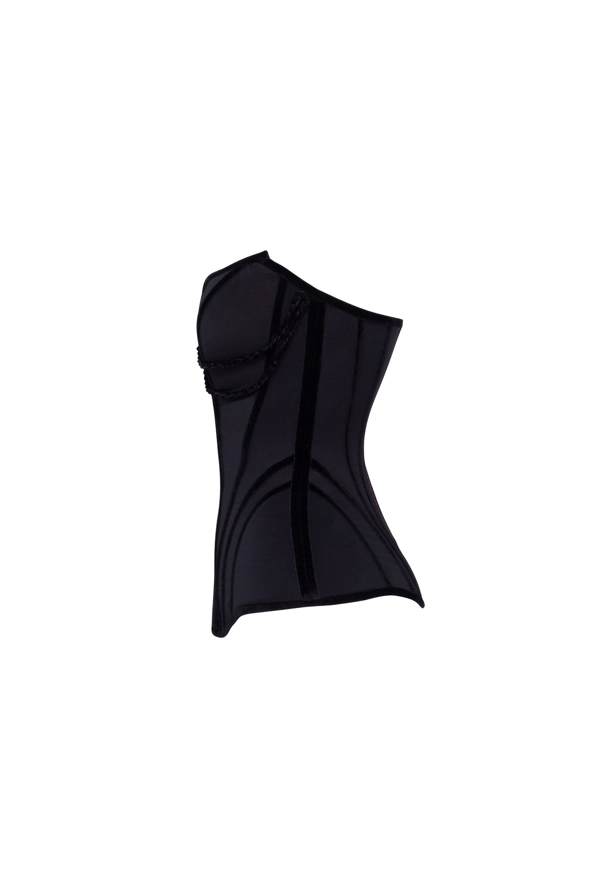 Half Moon Strapless Sculpt Black Corset Top