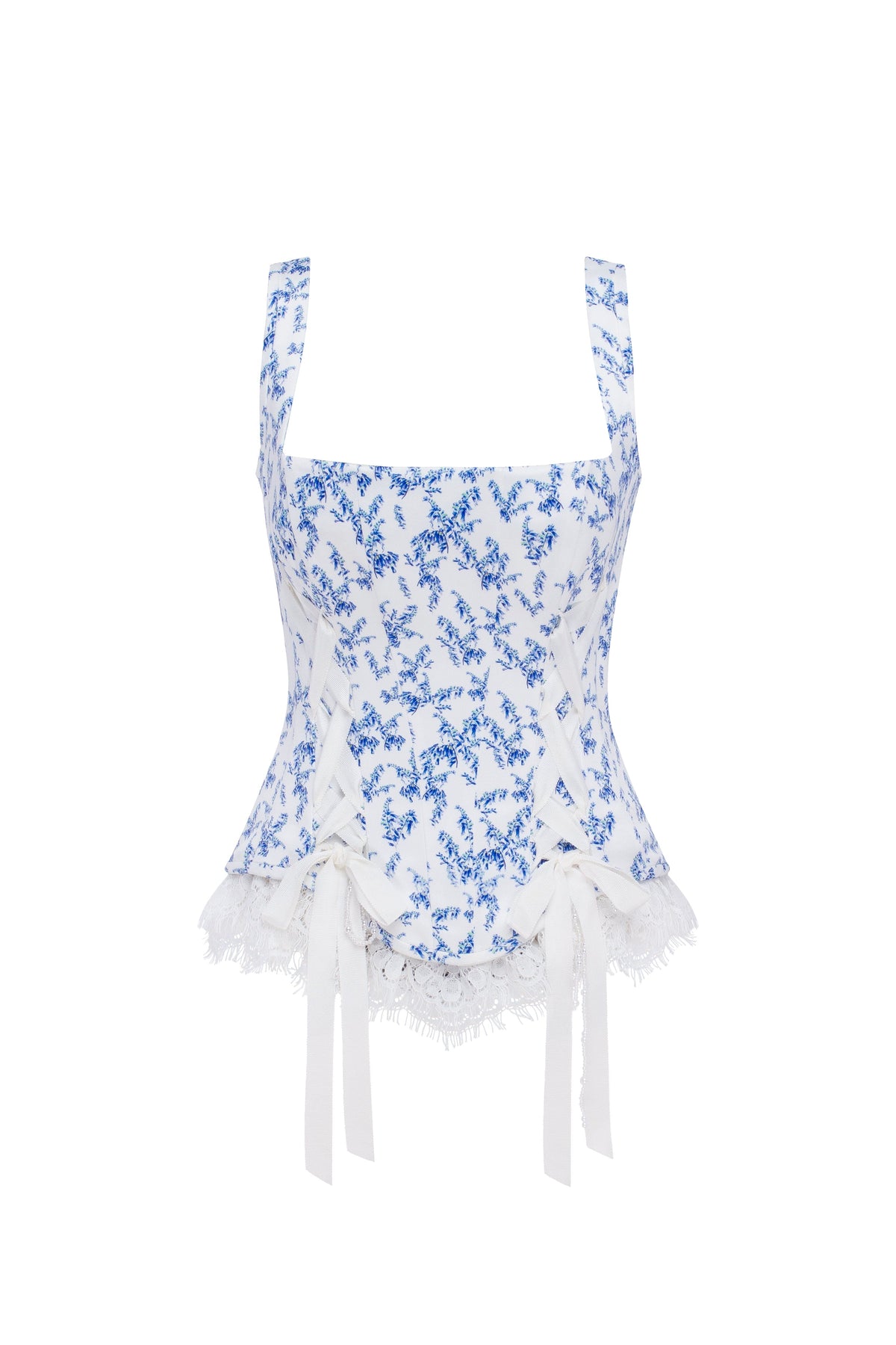 Blue-Lavender Cottage-Core Satin Corset