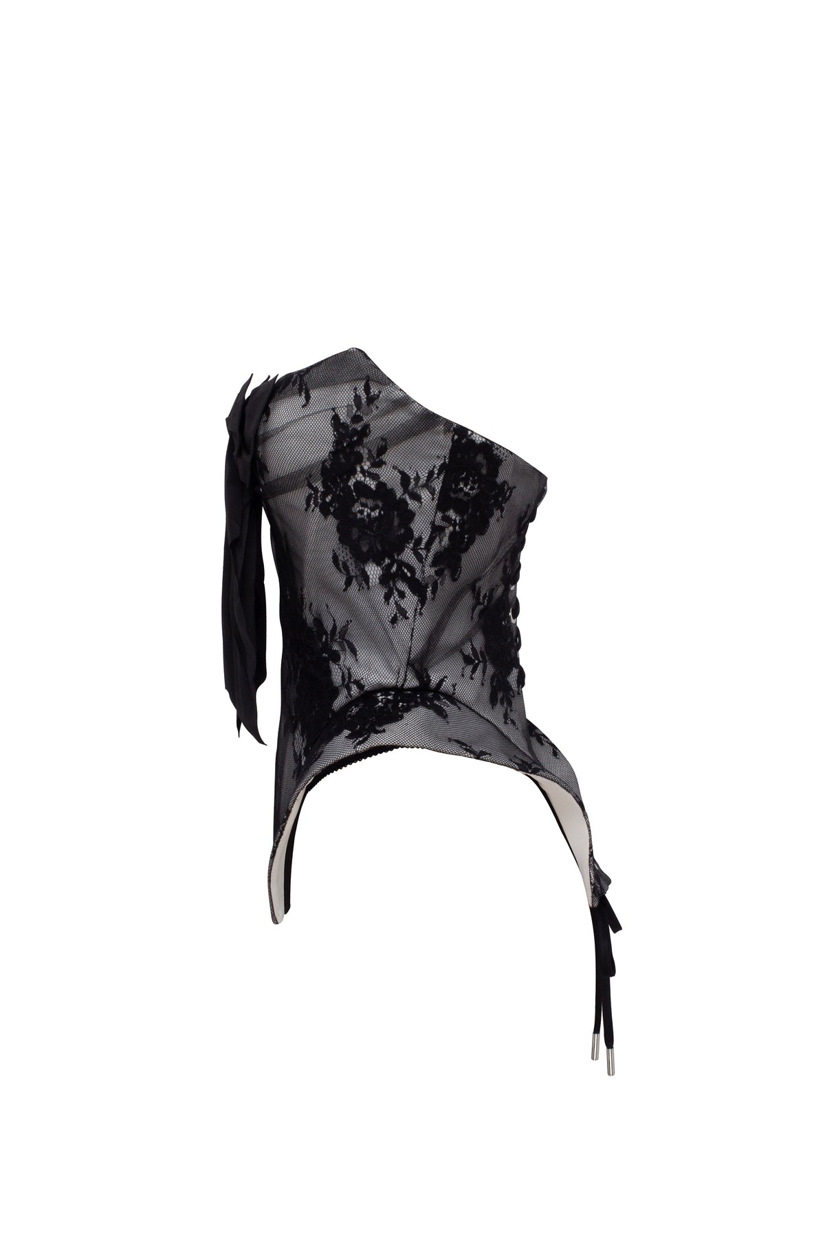Black White Big Bow Corset Top
