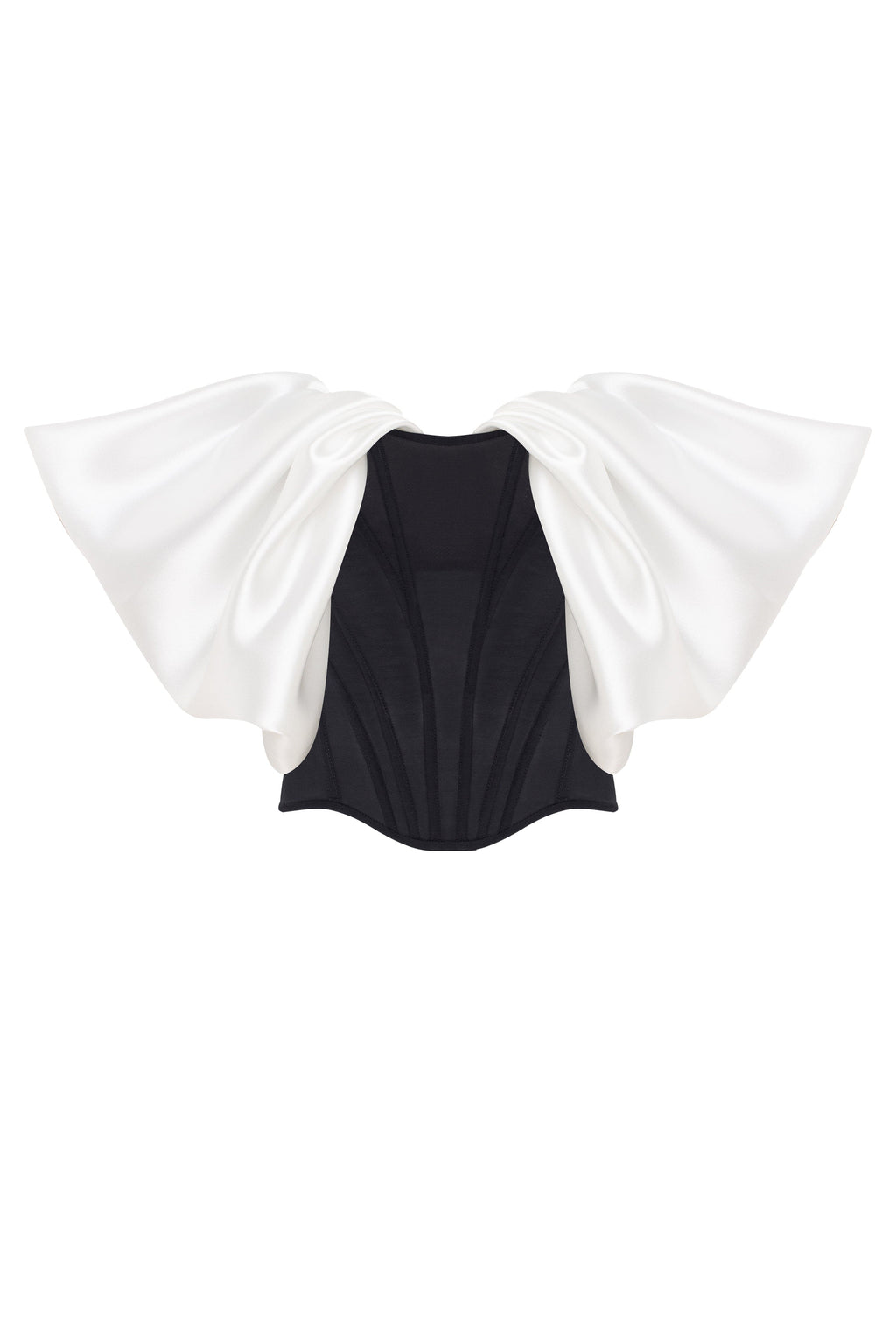 Black White Drop-Waist Satin Corset
