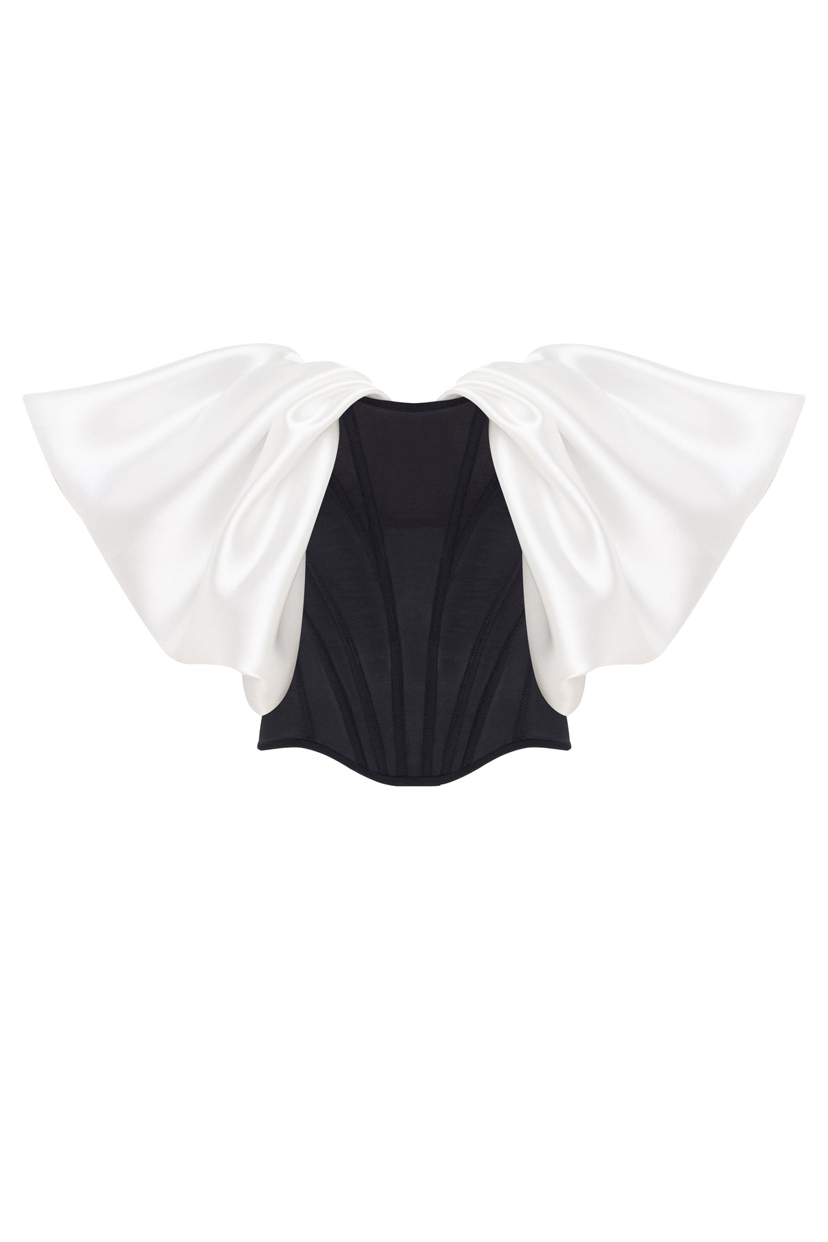 Black White Drop-Waist Satin Corset