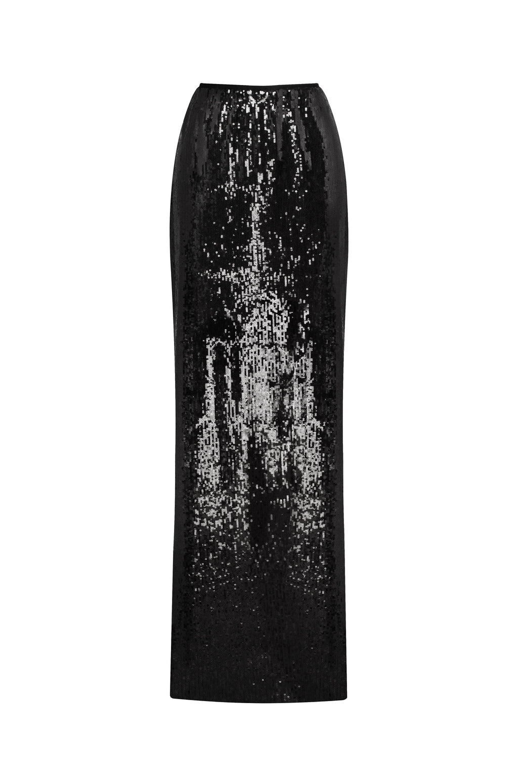 Flared Hem Sparkle Black Sequin Skirt