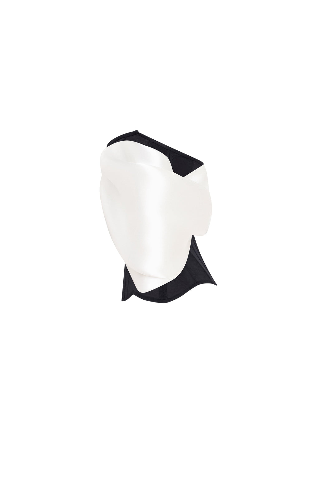 Black White Drop-Waist Satin Corset