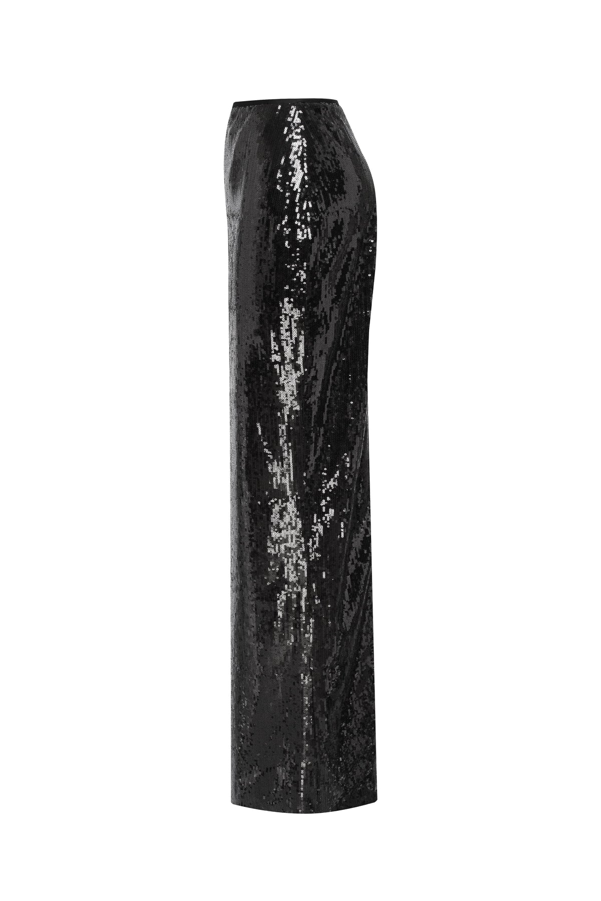 Flared Hem Sparkle Black Sequin Skirt