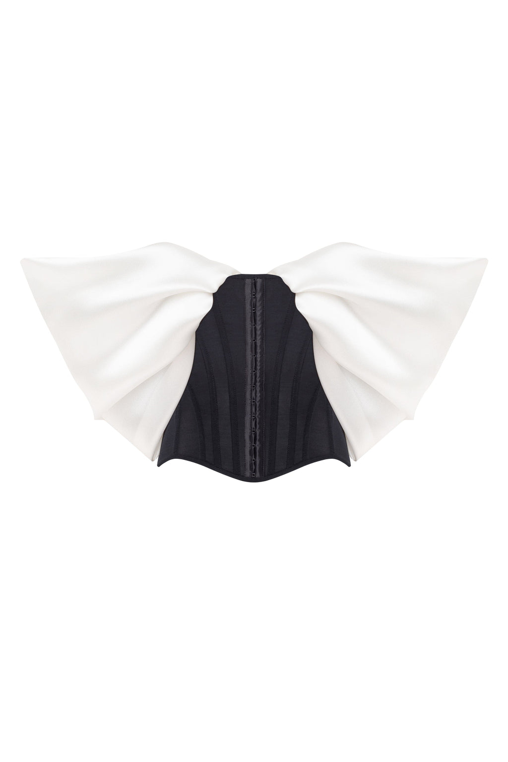 Black White Drop-Waist Satin Corset