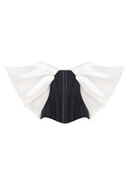 Black White Drop-Waist Satin Corset