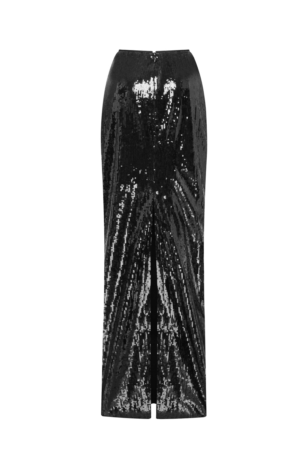 Flared Hem Sparkle Black Sequin Skirt