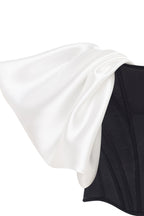 Black White Drop-Waist Satin Corset