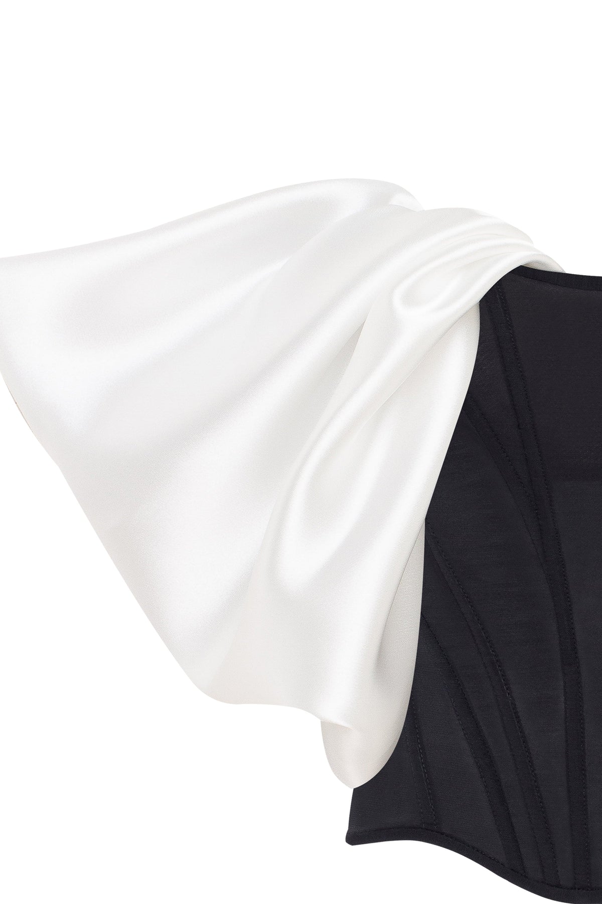 Black White Drop-Waist Satin Corset