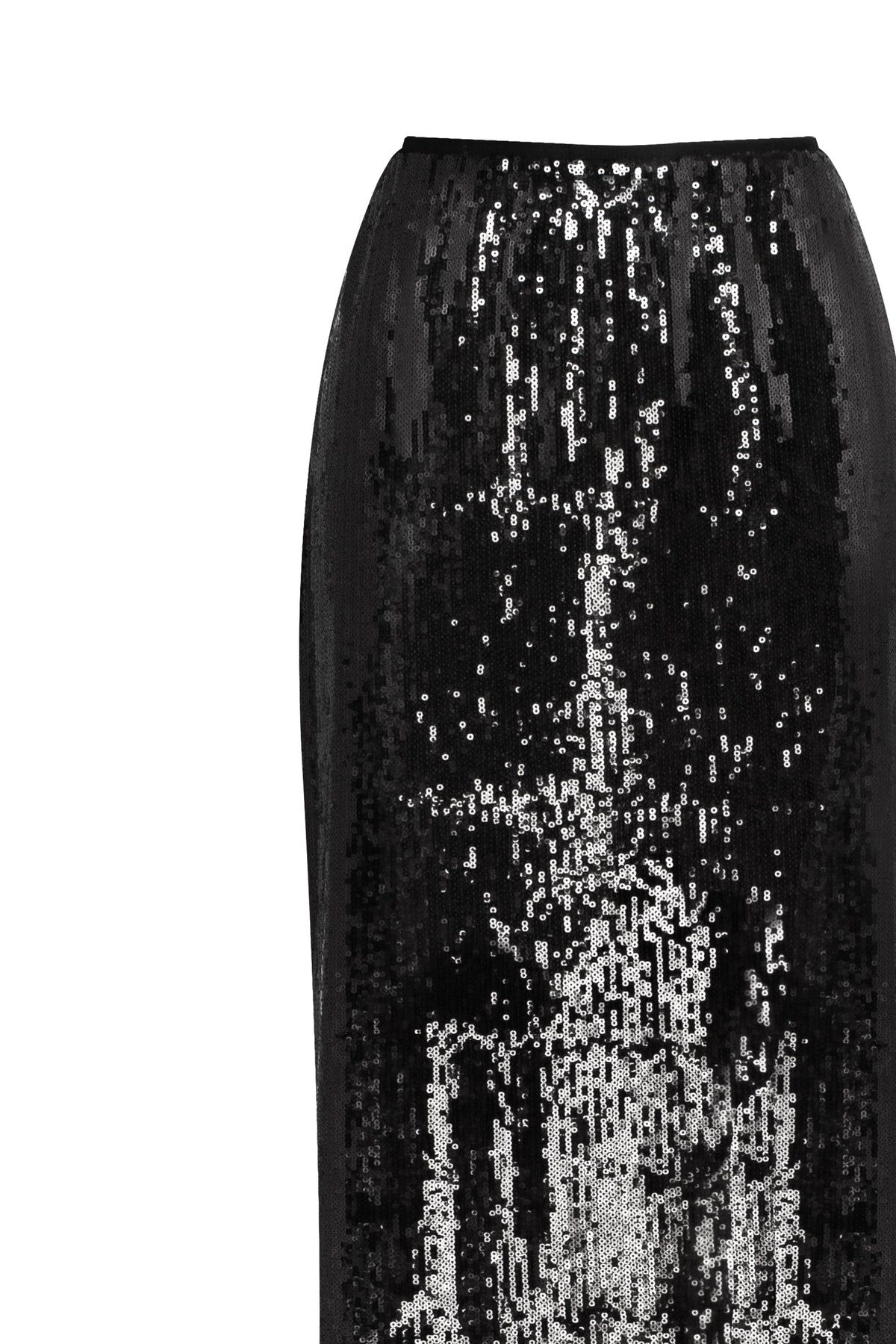 Flared Hem Sparkle Black Sequin Skirt