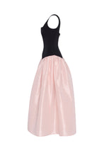 Black-Pink Stretch-Mesh Square-Neck Corset Midi Dress