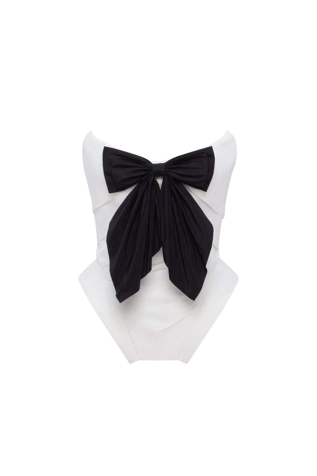 White Taffeta Geometric Bow Corset Top