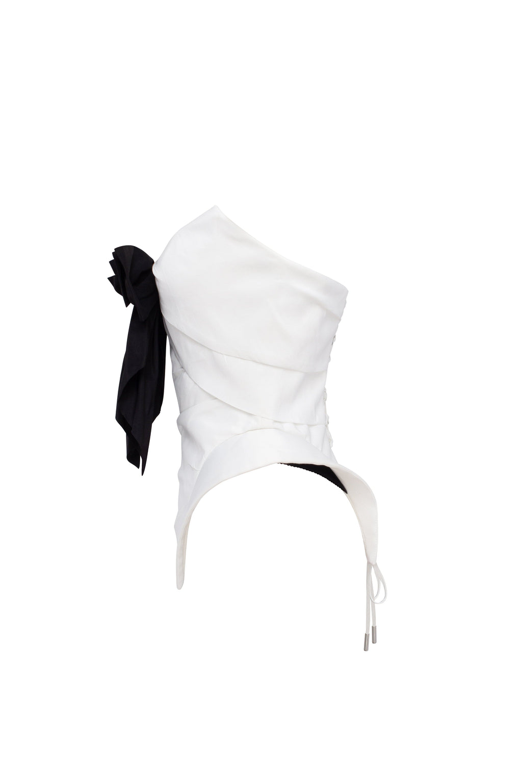 White Taffeta Geometric Bow Corset Top