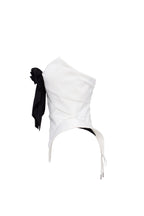 White Taffeta Geometric Bow Corset Top