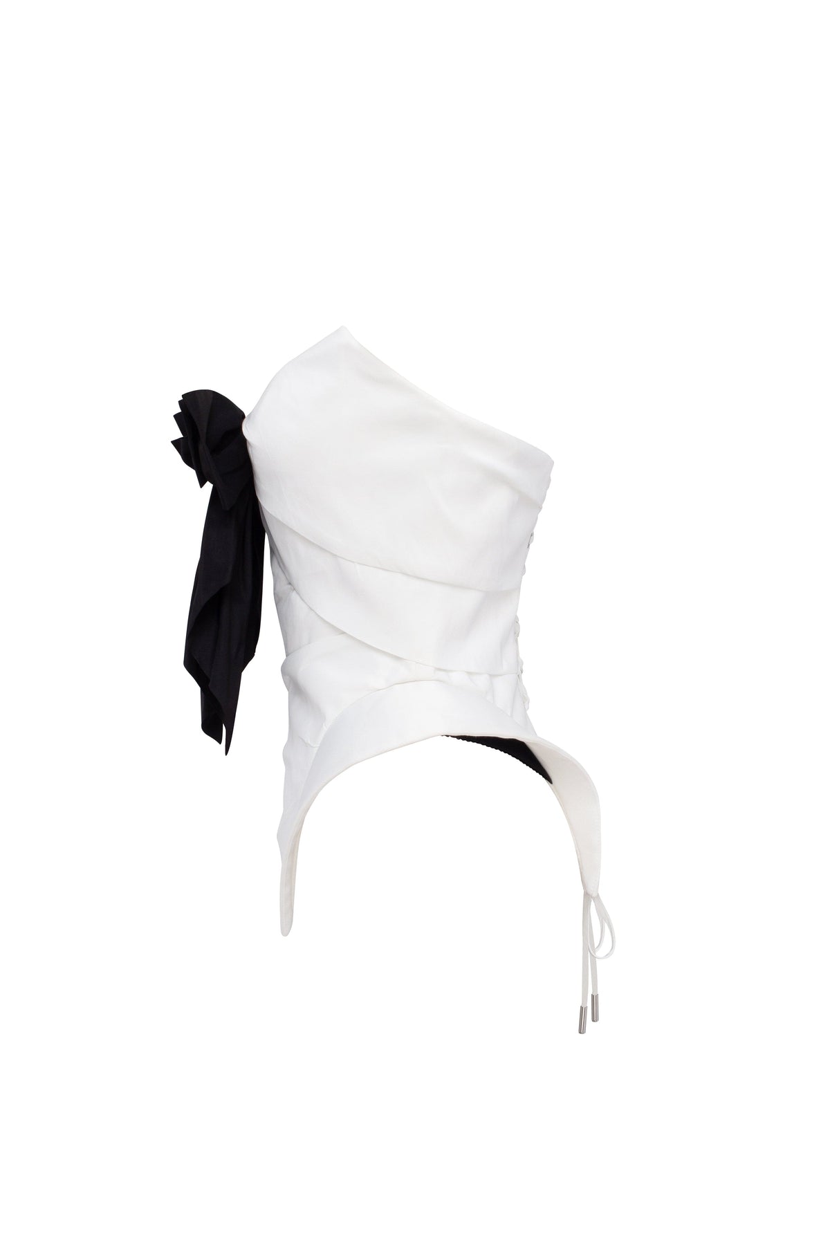White Taffeta Geometric Bow Corset Top