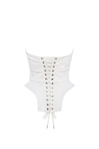 White Taffeta Geometric Bow Corset Top