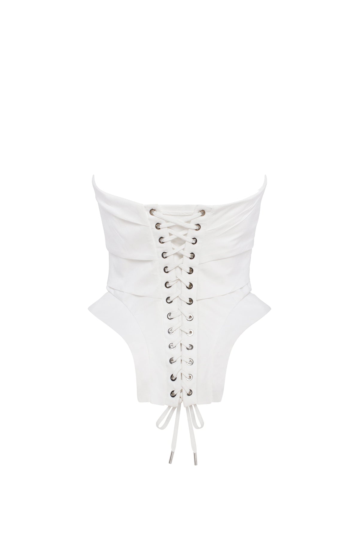 White Taffeta Geometric Bow Corset Top