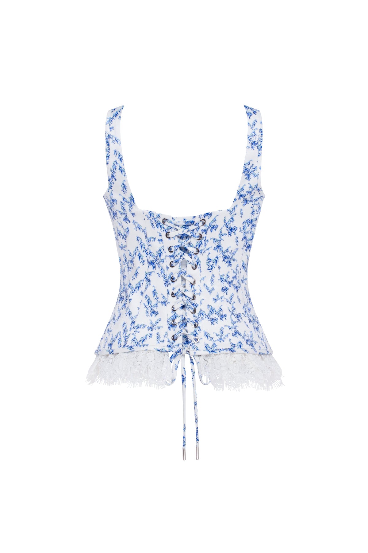 Blue-Lavender Cottage-Core Satin Corset