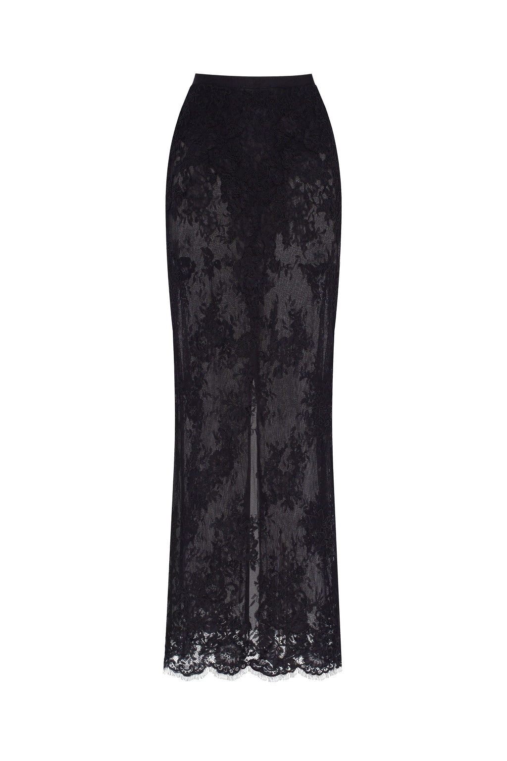 Black Floral Sheer High Waist Maxi Skirt