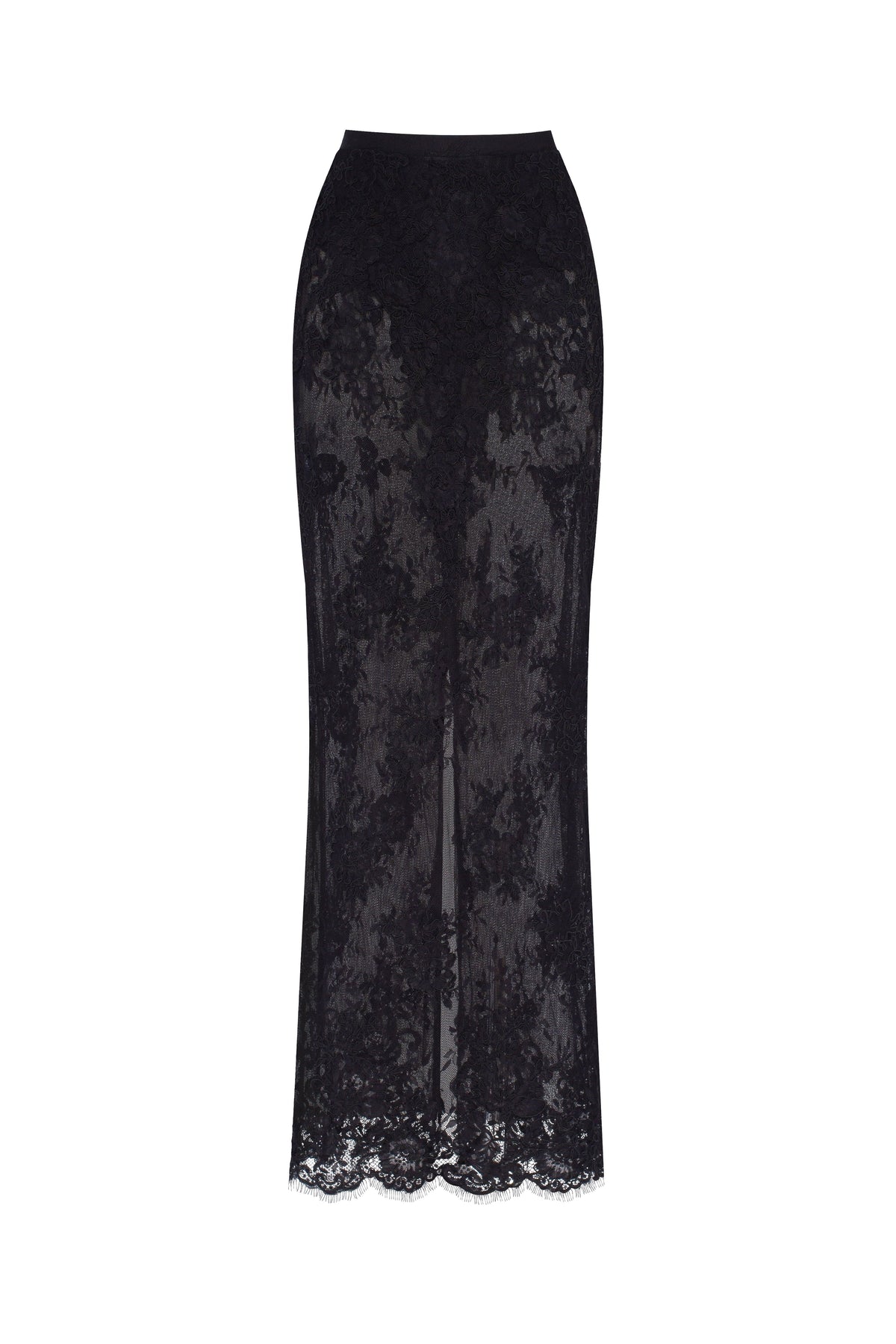 Black Floral Sheer High Waist Maxi Skirt