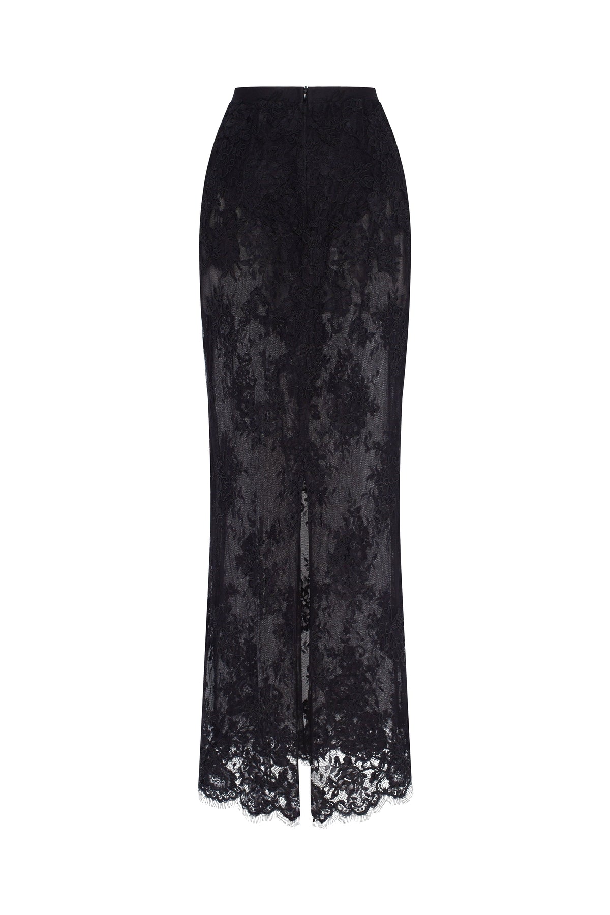 Black Floral Sheer High Waist Maxi Skirt