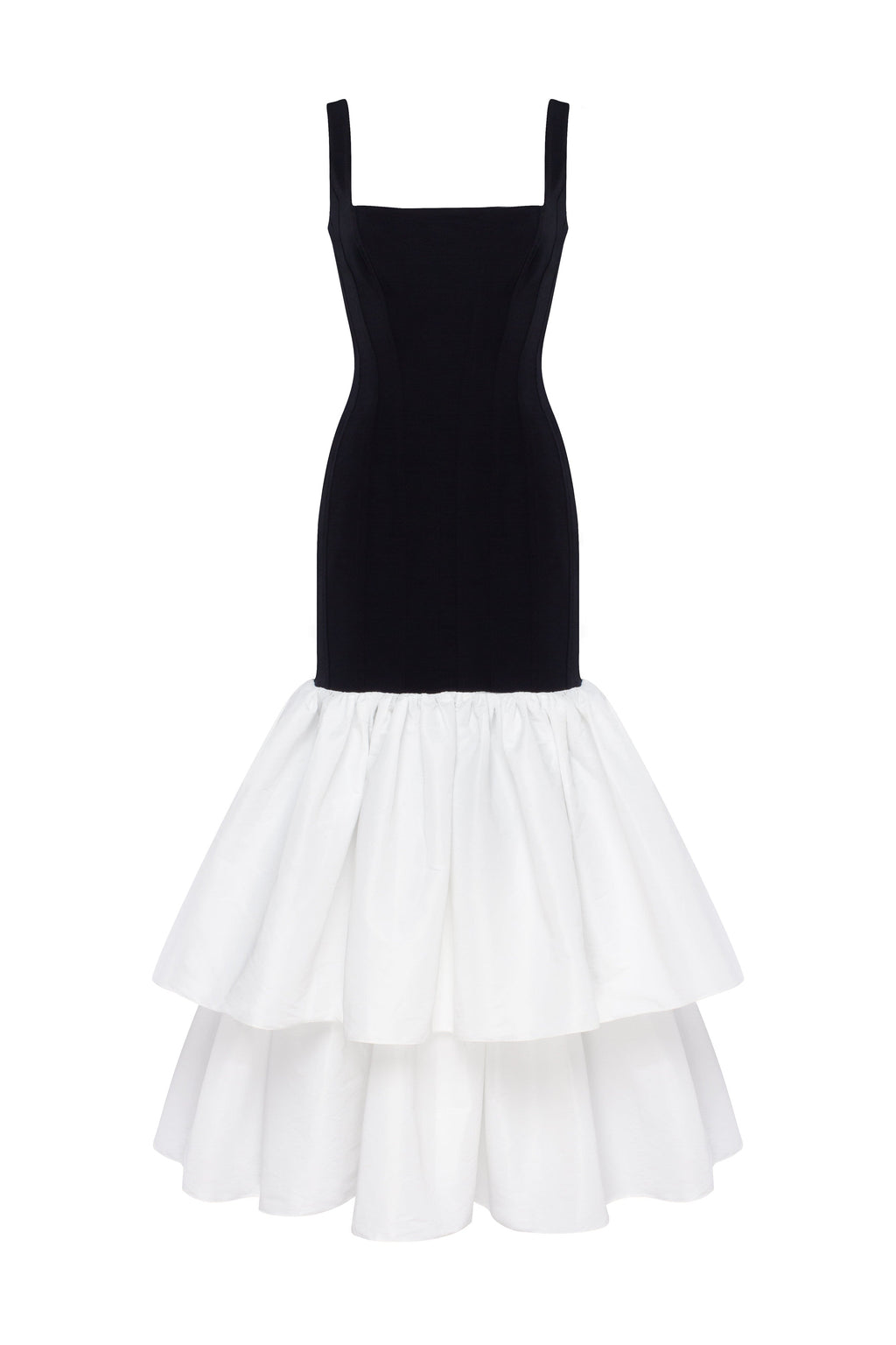 Wide Strap Fitted Detachable Ruffle Dress