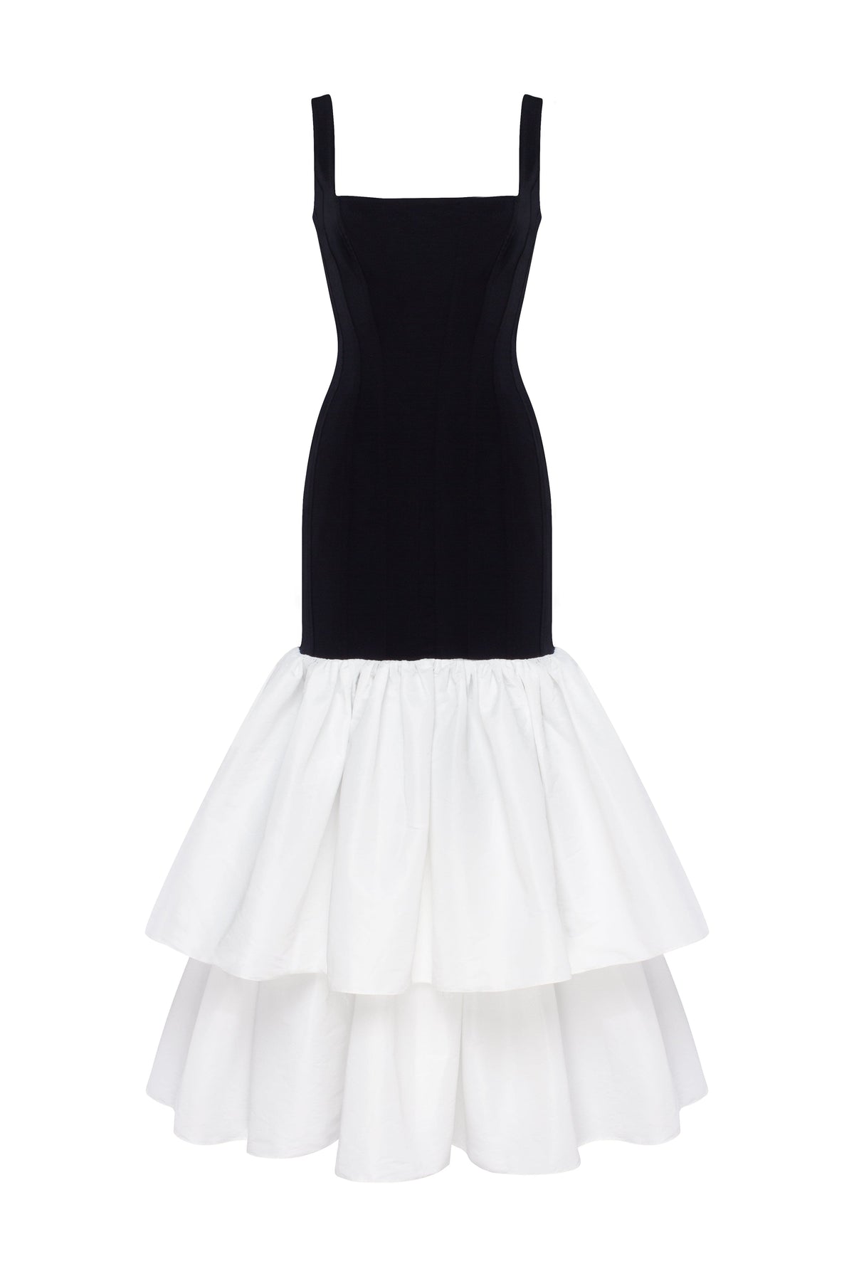 Wide Strap Fitted Detachable Ruffle Dress