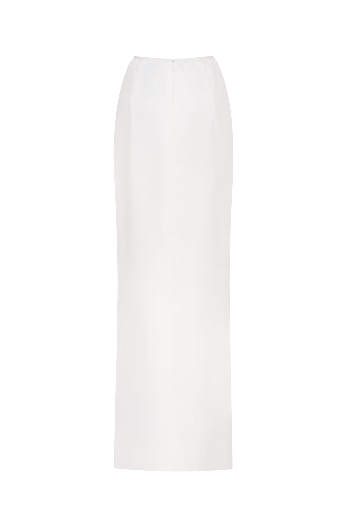 White Satin High-Slit Fitted Maxi Skirt