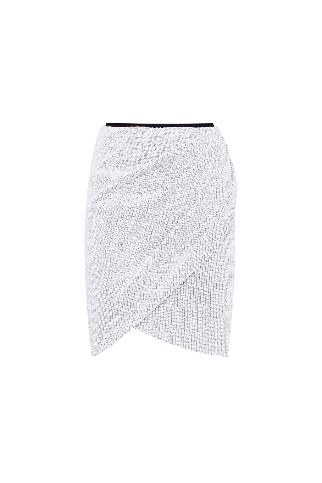 Draped Zip Lined White Sequin Skirt