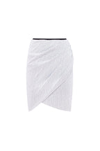 Draped Zip Lined White Sequin Skirt