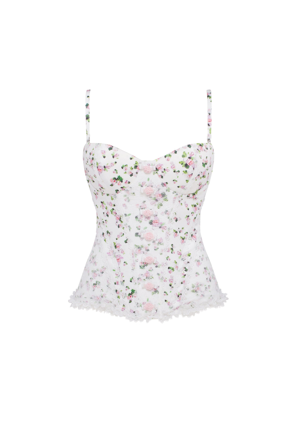 Lace-Trim Bow Lace-Up Romantic Corset