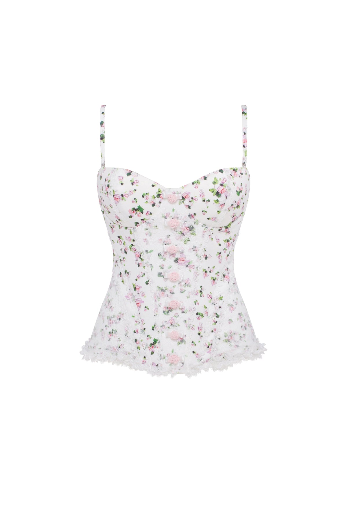 Lace-Trim Bow Lace-Up Romantic Corset