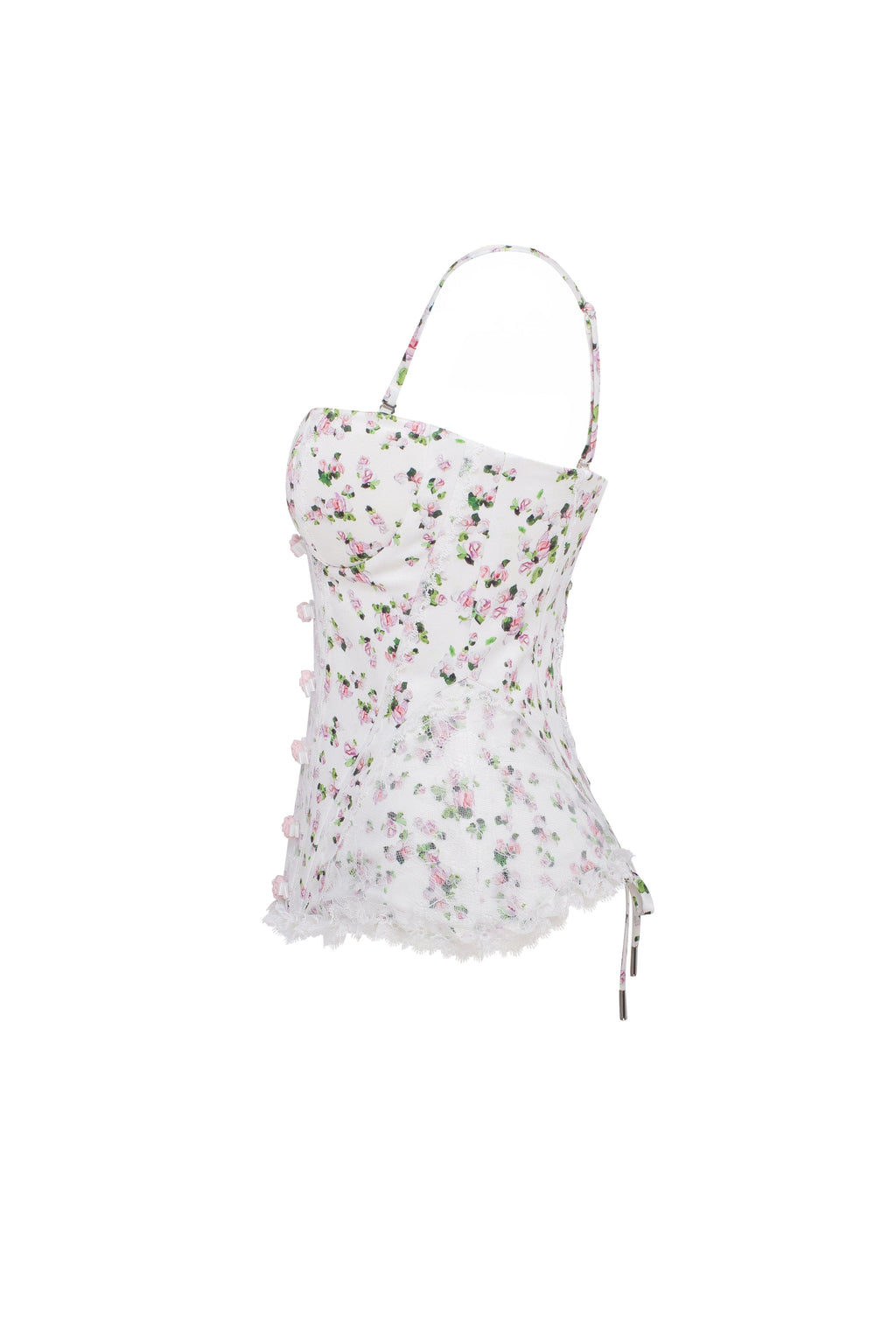 Lace-Trim Bow Lace-Up Romantic Corset