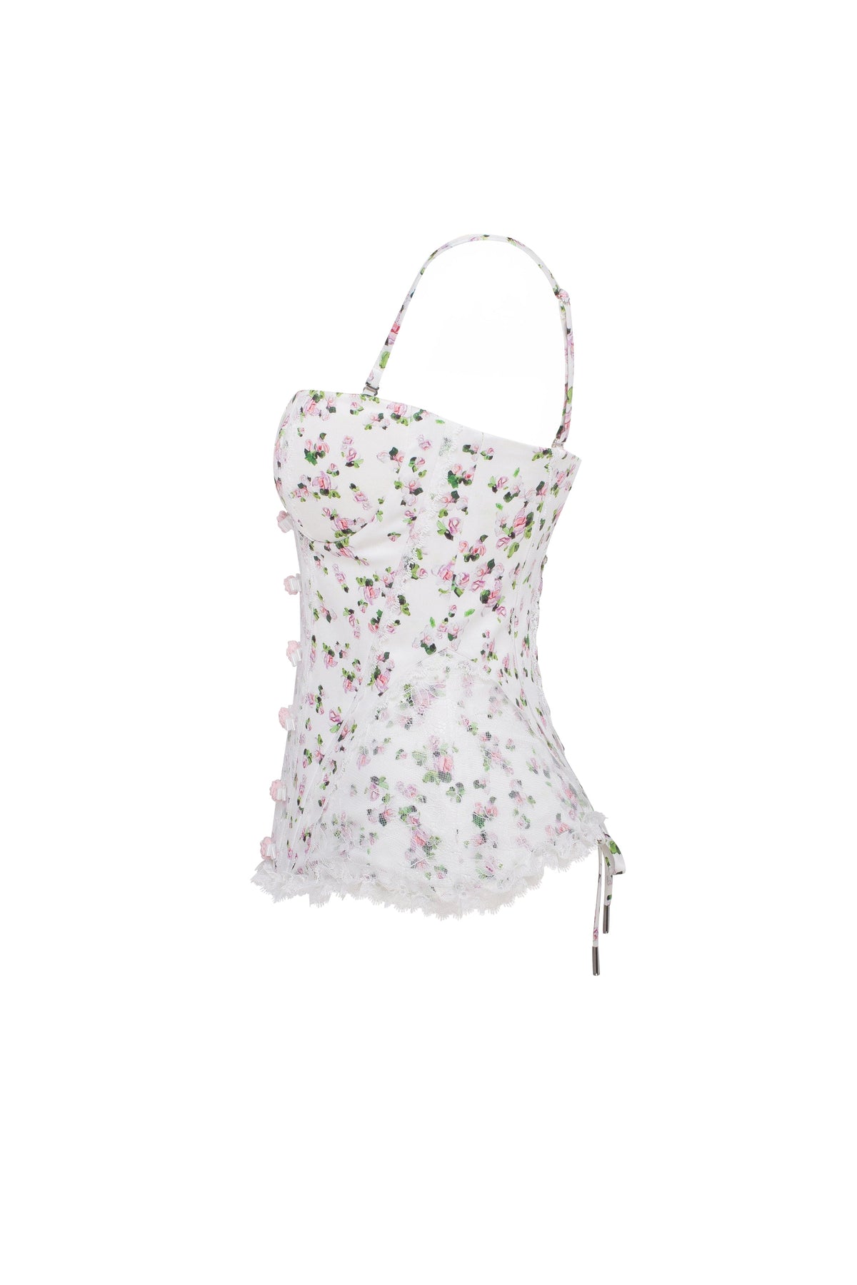 Lace-Trim Bow Lace-Up Romantic Corset