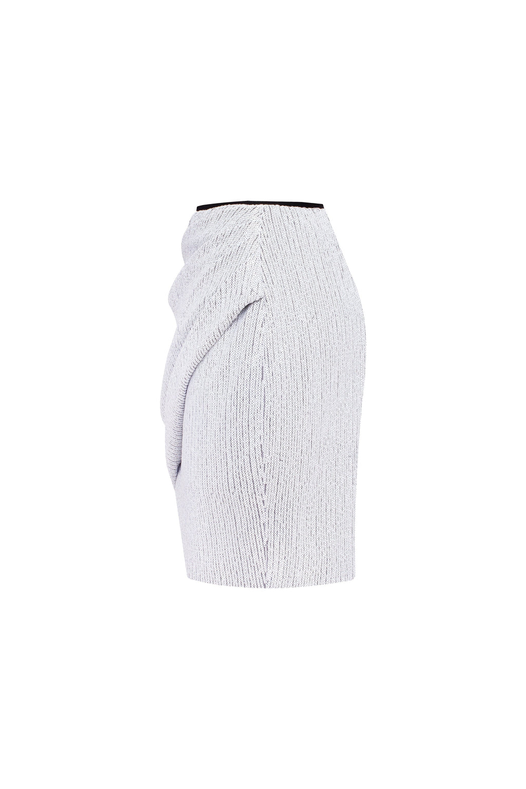 Draped Zip Lined White Sequin Skirt