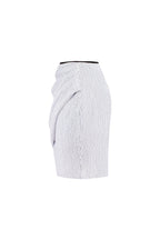 Draped Zip Lined White Sequin Skirt