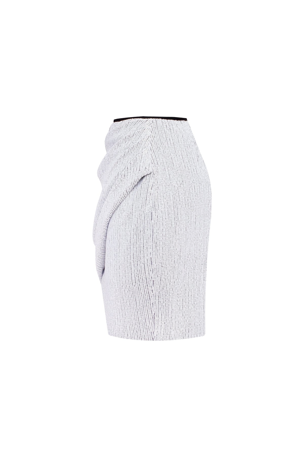 Draped Zip Lined White Sequin Skirt