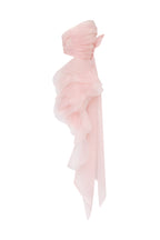 Gathered Waist Straight Neck Bow Pink Top