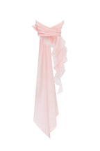 Gathered Waist Straight Neck Bow Pink Top