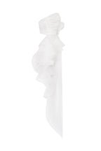 Gathered Waist Straight Neck Bow White Top