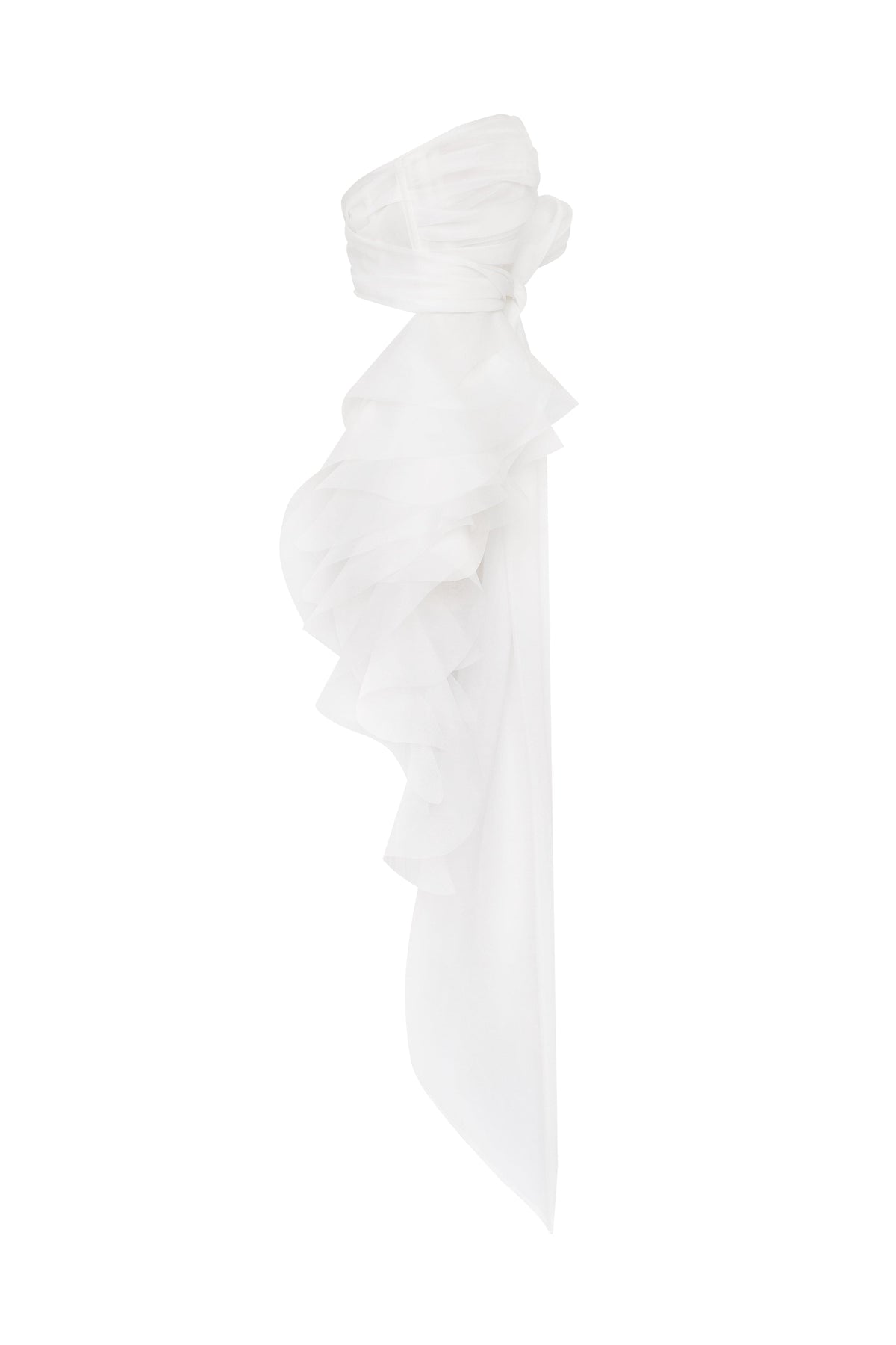 Gathered Waist Straight Neck Bow White Top