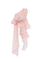 Gathered Waist Straight Neck Bow Pink Top