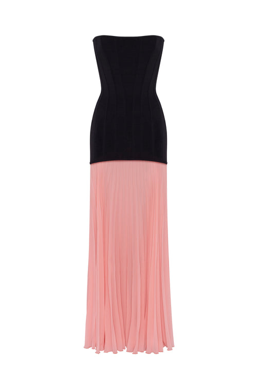 Black Pink Two-Piece Strapless Dress