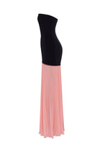 Black Pink Two-Piece Strapless Dress